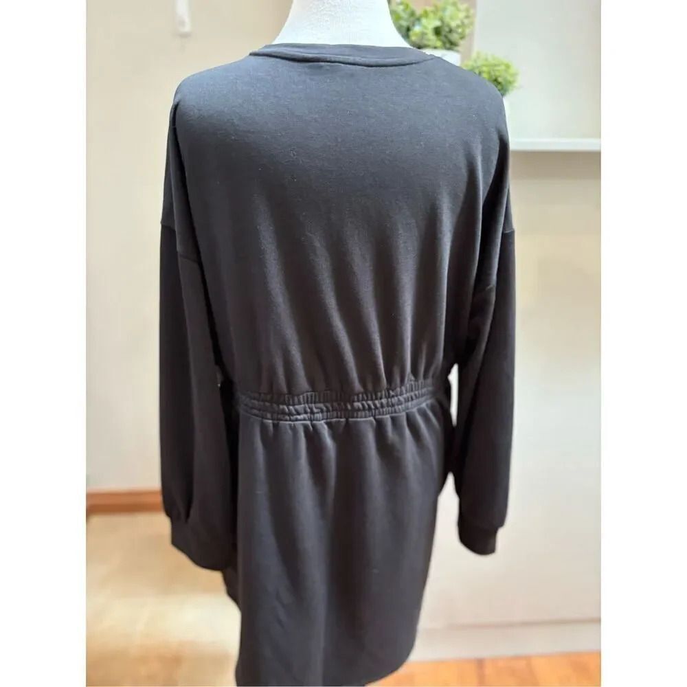 Time and Tru NWT XL black elastic waist pullover long sleeve sweatshirt dress w- - Picture 3 of 7